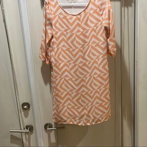 Everly Geometric Pattern Mini Dress - Orange and White